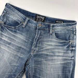 Salvage Mayhem Straight Jeans Mens 36R Blue Medium Wash Buckle Exclusive